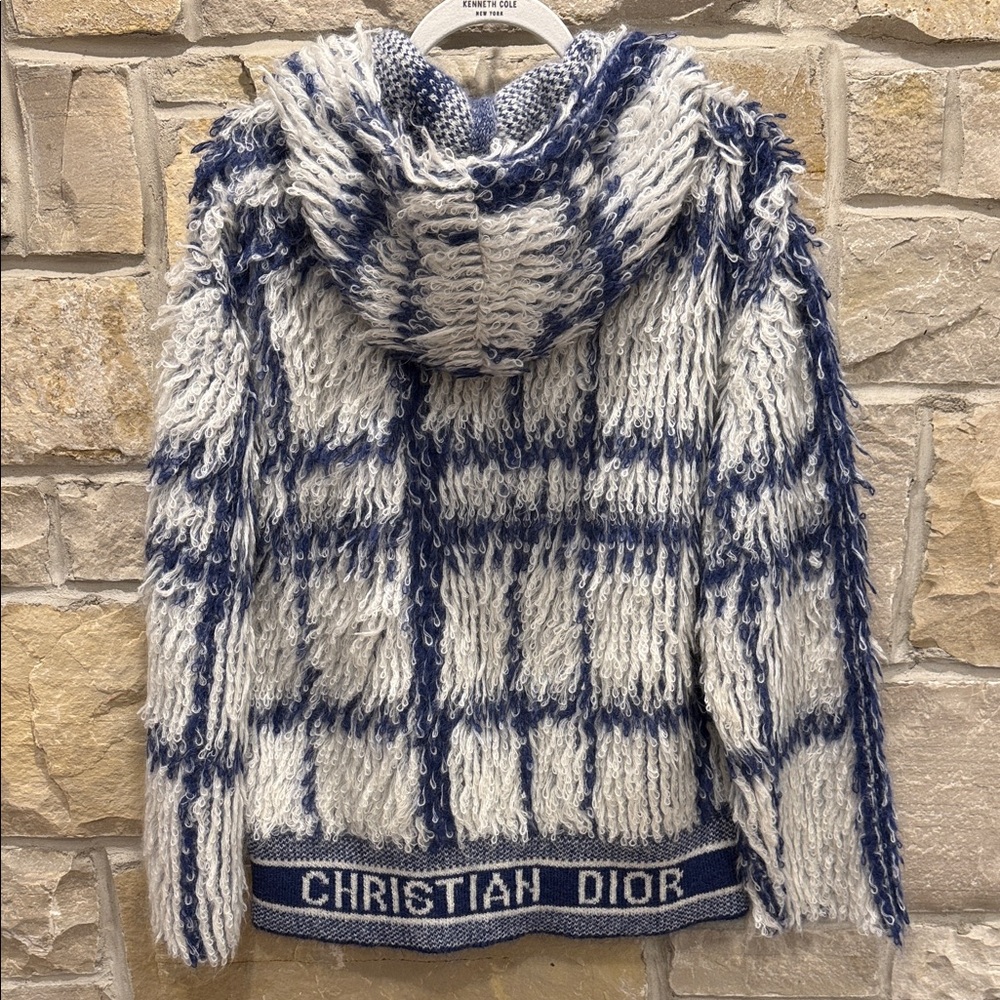 Christian Dior  Plaid Cashmere Fringe Bomber Jacket Hoodie Oversized New S